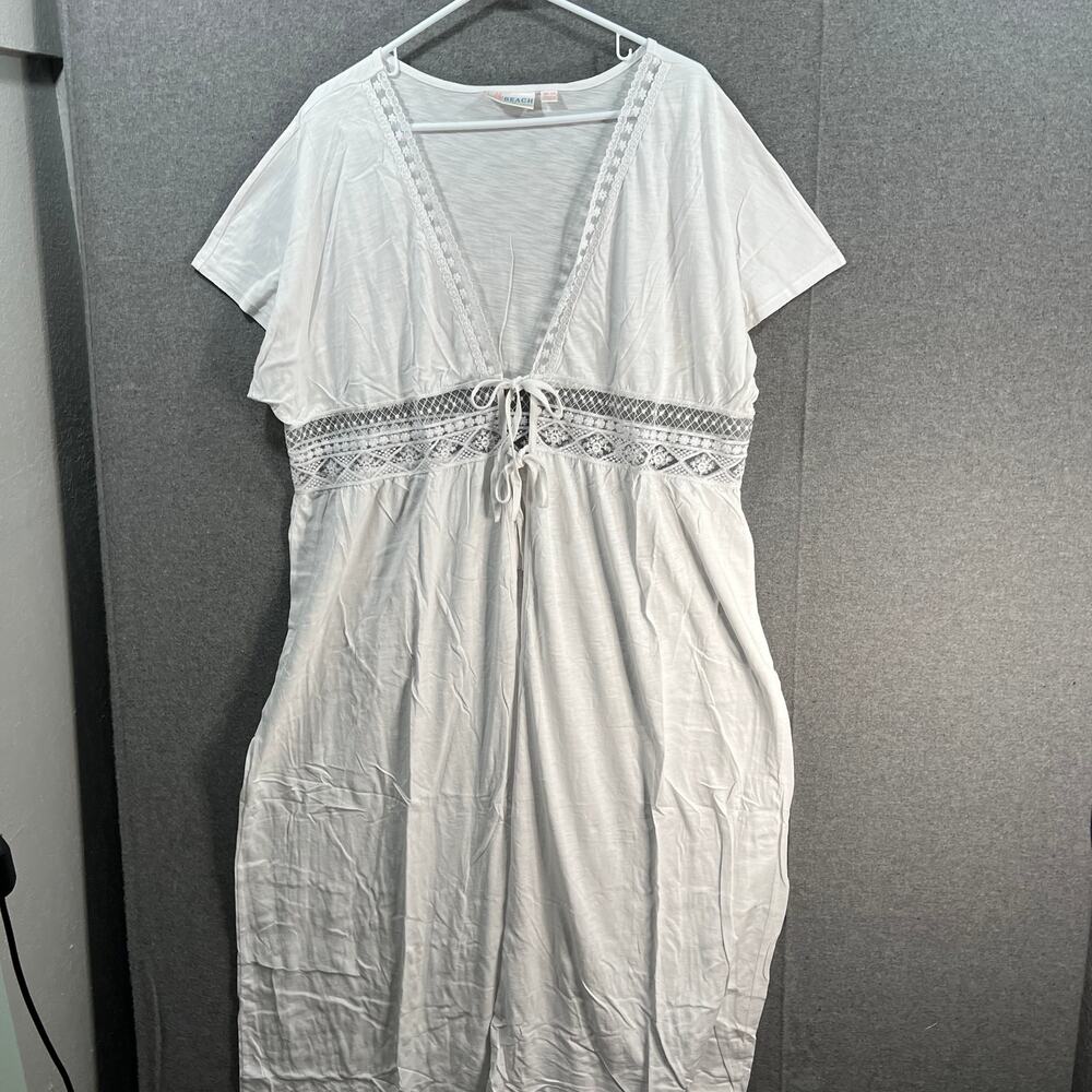 Belle Beach by Kim Gravel Petite Slub Knit Cover Up White, Petite M/L